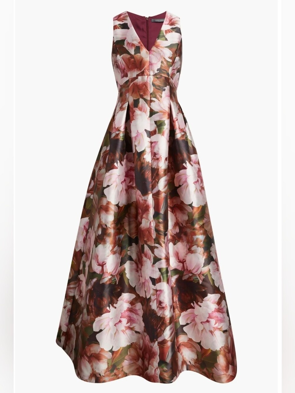 Julia Jordan Sleeveless Floral Mikado Print V-Neck A-Line Maxi Gown Size 8